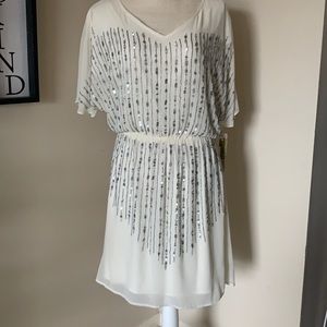 Gianni Bini beaded ivory dress size S